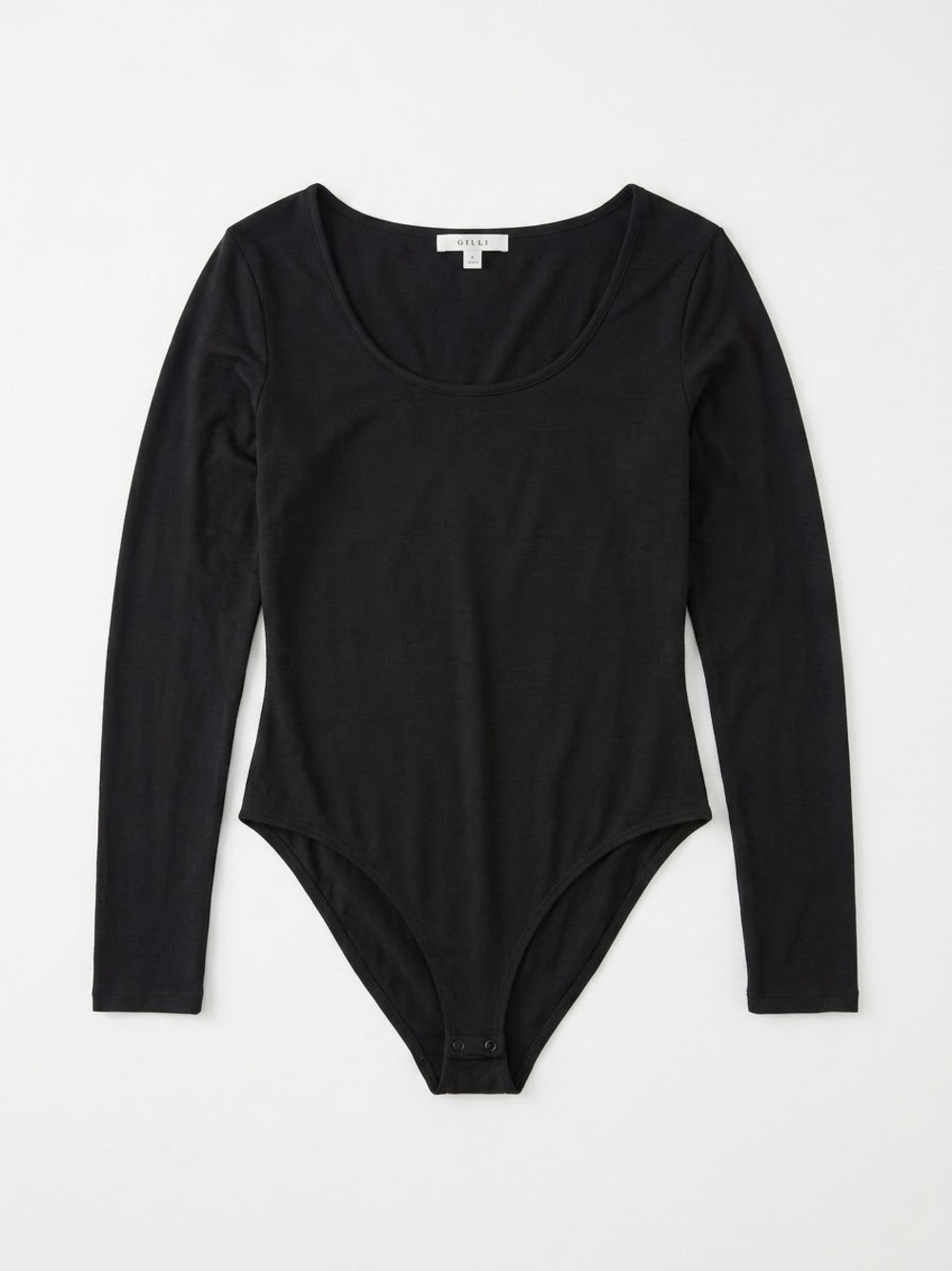 GAZE Black Long Sleeve Scoop Neck Bodysuit | Size M